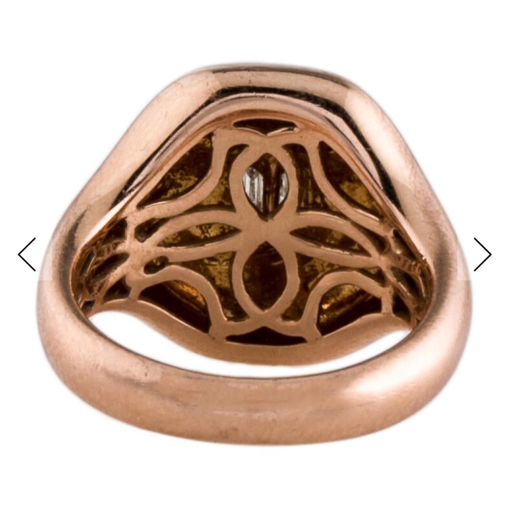 14k Rose Gold Signet Ring with Diamonds - Picture 3 of 10
